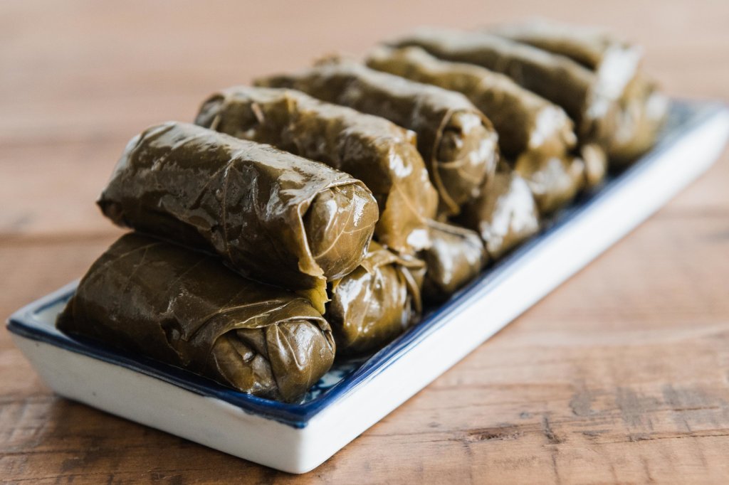 Yalanja is made of vegetarian stuffed grape leaves, hand rolled to perfection