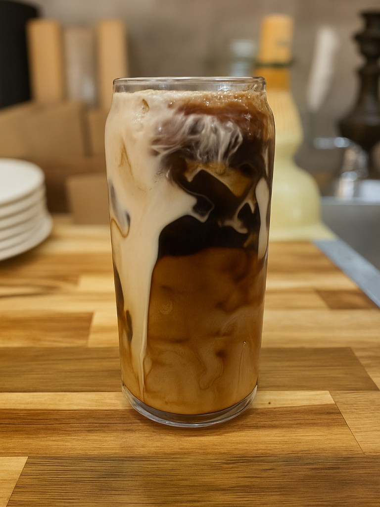 Mint Coffeehouse's proudly creates beautiful ice coffee with cream