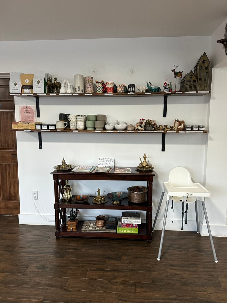 Mint Coffeehouse's seasonal selection of ornaments, candles and other gifts